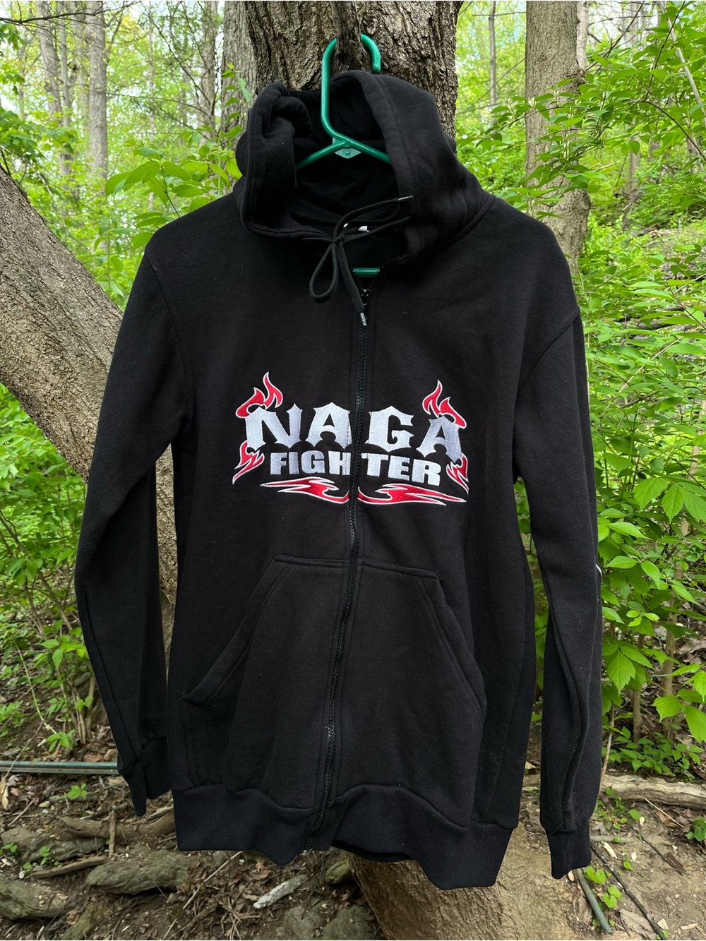 NAGA Fighter Zip Hoodie Black Medium MMA Grappling Sweatshirt